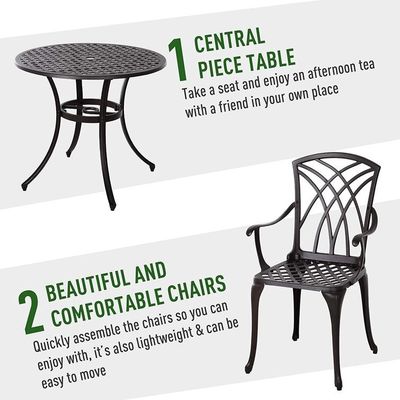 Moderno Design Estilo Quadro de Ferro Cast Alumínio Mobiliário de Jantar Conjunto com Mesa Redonda