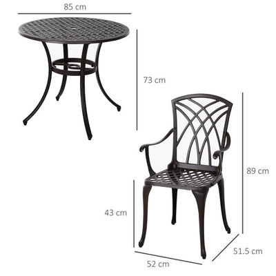Moderno Design Estilo Quadro de Ferro Cast Alumínio Mobiliário de Jantar Conjunto com Mesa Redonda