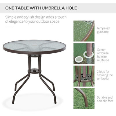 AJUNION Conjunto de mobiliário de pátio de metal Cadeiras dobráveis e mesa de jantar com buraco para guarda-chuva