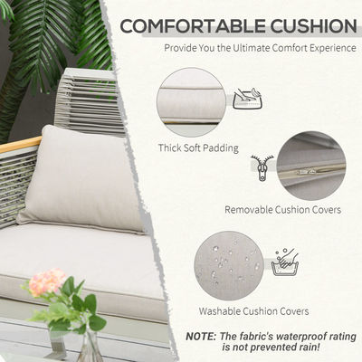 Jardim AJUNION Conjunto com tecido manual de rotão PE e moldura de alumínio W59.5 x D68.5 x H79cm