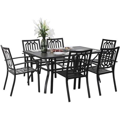 Conjunto de refeições ao ar livre com cadeira empilhável AJUNION Mobiliário de restaurante de espaço metálico