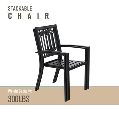 Conjunto de refeições ao ar livre com cadeira empilhável AJUNION Mobiliário de restaurante de espaço metálico