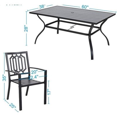 Conjunto de refeições ao ar livre com cadeira empilhável AJUNION Mobiliário de restaurante de espaço metálico