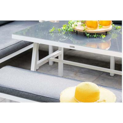 Conjunto de mobiliário de jardim de mesa de jantar de alumínio com banco da AJUNION