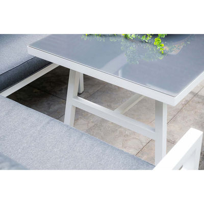 Conjunto de mobiliário de jardim de mesa de jantar de alumínio com banco da AJUNION
