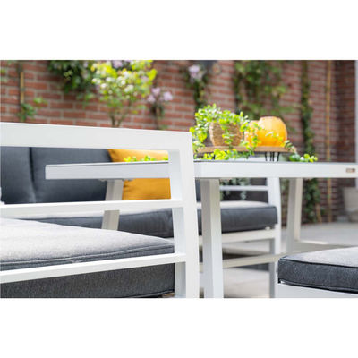 Conjunto de mobiliário de jardim de mesa de jantar de alumínio com banco da AJUNION