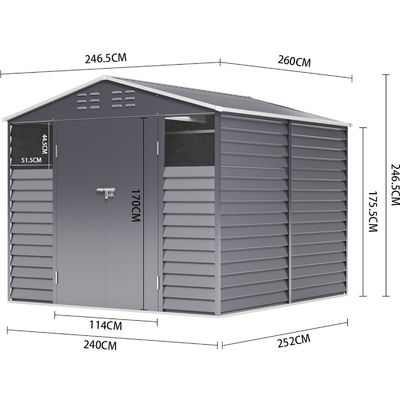 43kg AJUNION Casa de jardim de metal Edifício de armazenamento Galpão Solução à prova d'água e durável