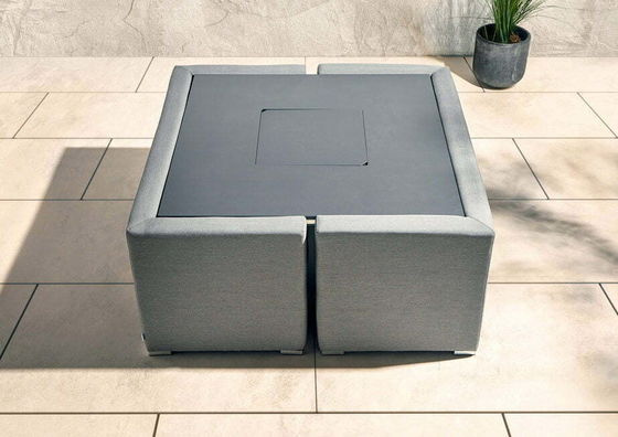 Modern Design Mobiliário de Jardim Sofá Conjunto com Chaminé Tabela Tabela Tamanho W126 x D126 x H71cm