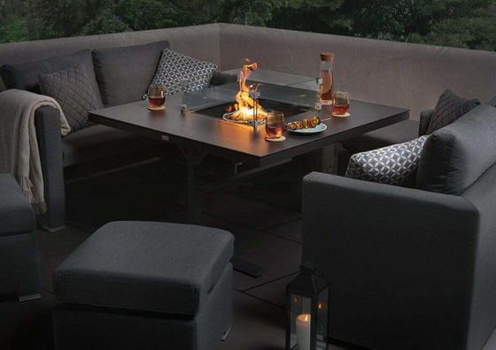 Modern Design Mobiliário de Jardim Sofá Conjunto com Chaminé Tabela Tabela Tamanho W126 x D126 x H71cm