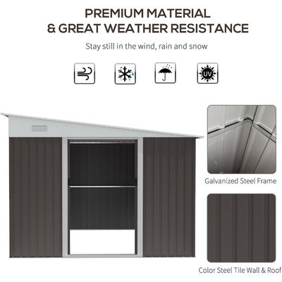 11x9ft Metal Shed exterior Casa de armazenamento Edifício jardim Shed com acabamento revestido com pó