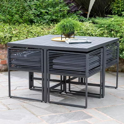Conjunto de móveis de jardim artesanal de corda de alumínio para design de economia de espaço ao ar livre