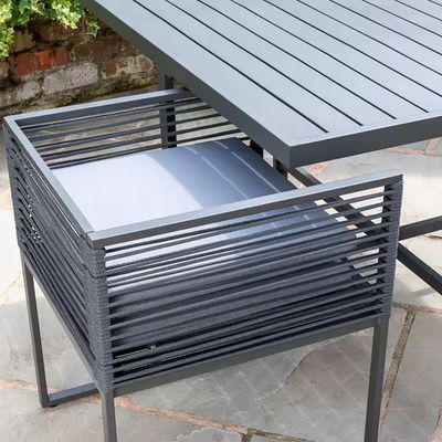 Conjunto de móveis de jardim artesanal de corda de alumínio para design de economia de espaço ao ar livre