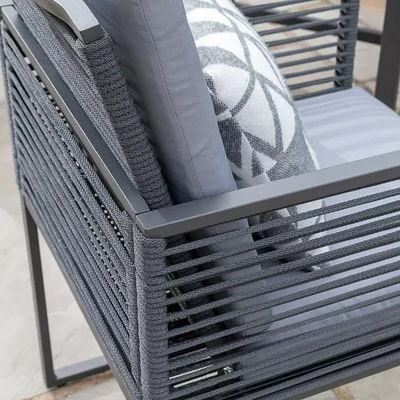 Conjunto de móveis de jardim artesanal de corda de alumínio para design de economia de espaço ao ar livre