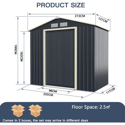 Large Size Metal Garden Building Shed com 4 ventilações 43kg Frame revestido com pó por AJUNION