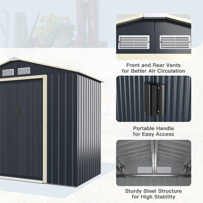 Large Size Metal Garden Building Shed com 4 ventilações 43kg Frame revestido com pó por AJUNION