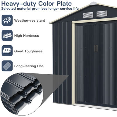 Large Size Metal Garden Building Shed com 4 ventilações 43kg Frame revestido com pó por AJUNION