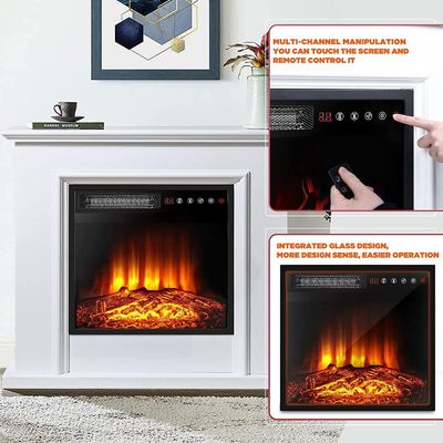 Parede de lareira elétrica de 18 polegadas montada com termostato ajustável e controle remoto