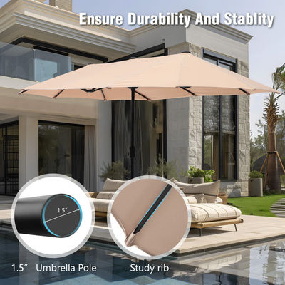 AJUNION 15ft Rectangular à prova d'água de dois lados Parasol com cobertura resistente ao desbotamento