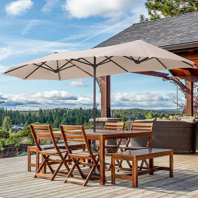 AJUNION 15ft Rectangular à prova d'água de dois lados Parasol com cobertura resistente ao desbotamento