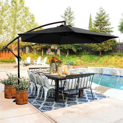 Patio Umbrel 10FT Frame de aço impermeável Sombra de sol Parasol para Offset de pendurar ao ar livre