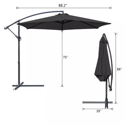 Patio Umbrel 10FT Frame de aço impermeável Sombra de sol Parasol para Offset de pendurar ao ar livre