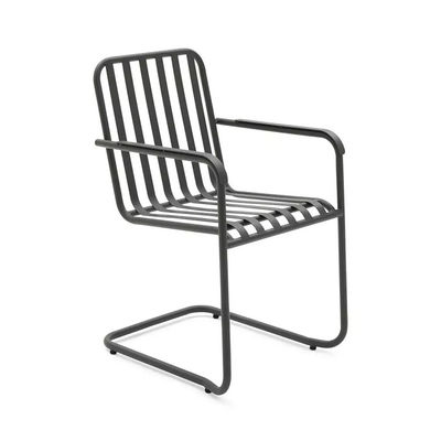 Mobiliário de jardim de metal e aço de 4 lugares com mesa quadrada e cadeiras de jantar