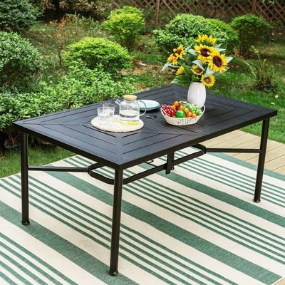 Estilizado e funcional AJUNION Set de jardim com L64 x W39 x H29 polegadas tamanho da mesa de jantar