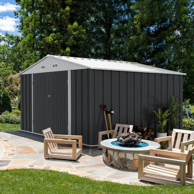 Ferramentas de armazenamento ao ar livre Large Size 8x10FT Casa de metal com 66,5 "altura portas de aço