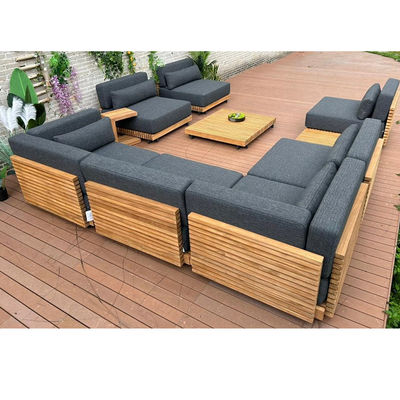 7 lugares Luxury Teak Wood Outdoor Patio Sofa Set Sofa Sem Braços Tamanho W99 x D104 x H56cm