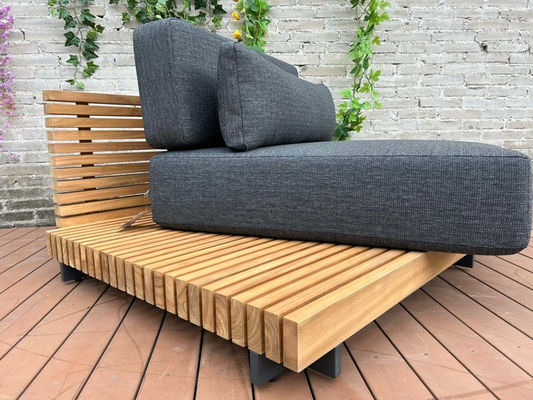 7 lugares Luxury Teak Wood Outdoor Patio Sofa Set Sofa Sem Braços Tamanho W99 x D104 x H56cm
