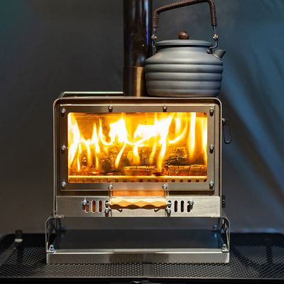 Forno de acampamento de aquecimento dobrável portátil de aço inoxidável para acampamento ao ar livre