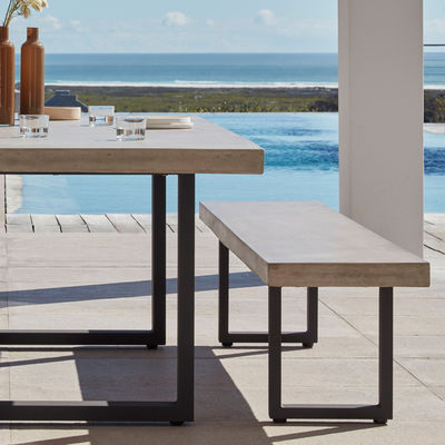 Mobiliário de exterior AJUNION Cadeira de jardim de alumínio moderna com mesa de jantar retangular