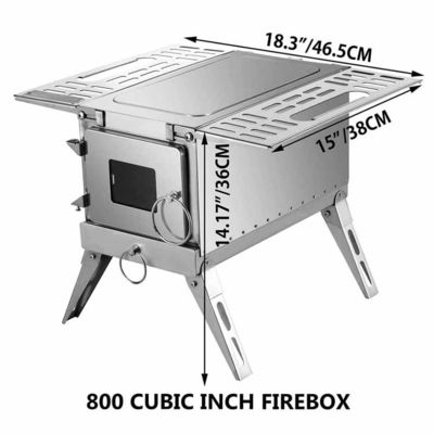 Forno de madeira de aço inoxidável dobrável Ideal para acampar ao ar livre e caminhadas