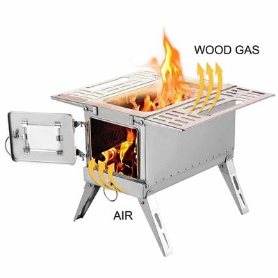 Forno de madeira de aço inoxidável dobrável Ideal para acampar ao ar livre e caminhadas
