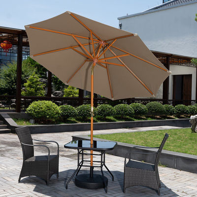 Madeira maciça guarda-chuva redonda guarda-sol para acampamento ao ar livre Café Patio Mobiliário de jardim