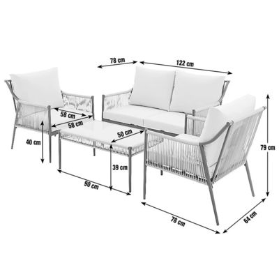 Transforme o seu pátio com o conjunto de móveis de metal da AJUNION Poltrona tamanho W64 x D78 x H79cm