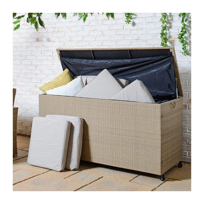 Caixa de armazenamento de jardim de Wicker Rattan com rodas da AJUNION