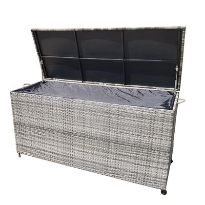 Caixa de armazenamento de jardim de Wicker Rattan com rodas da AJUNION