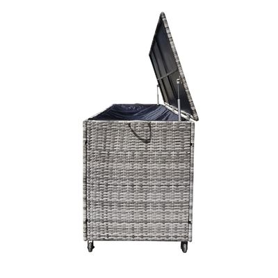 Caixa de armazenamento de jardim de Wicker Rattan com rodas da AJUNION