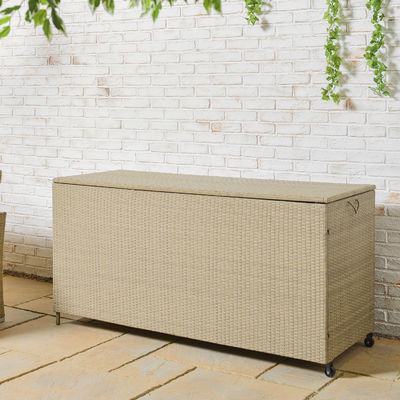Caixa de armazenamento de jardim de Wicker Rattan com rodas da AJUNION