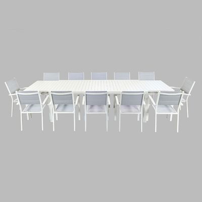 Conjunto de refeições de alumínio de estilo moderno com 12 lugares e mesa de jantar extensiva