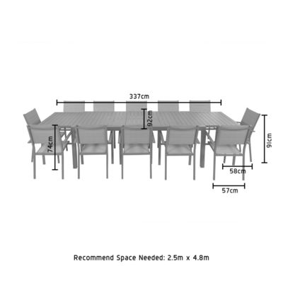 Conjunto de refeições de alumínio de estilo moderno com 12 lugares e mesa de jantar extensiva