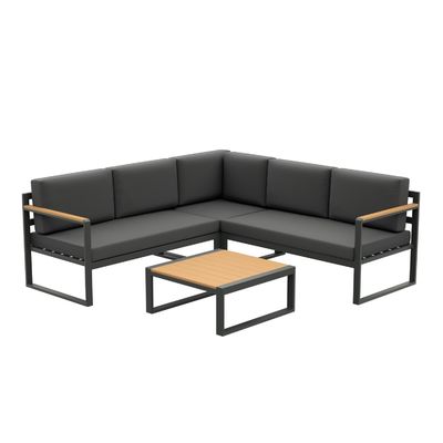 Conjunto de mobiliário de metal para jardim Sofá de canto Lounge Design moderno Madeira