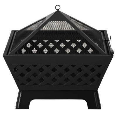 Capa preta Metal Fogo de madeira para pátio exterior jardim fogueira acampamento