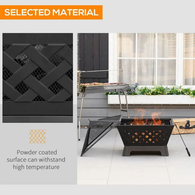 Capa preta Metal Fogo de madeira para pátio exterior jardim fogueira acampamento
