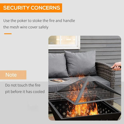 Capa preta Metal Fogo de madeira para pátio exterior jardim fogueira acampamento