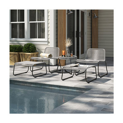 Conjunto de jardim de design minimalista com 2 lugares para sentar Mobiliário exterior Lounge Conjunto para jardim à beira da piscina