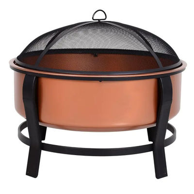 Logotipo personalizado Modern Outdoor Portable Copper-Colored Round Metal Wood Burning Firepit