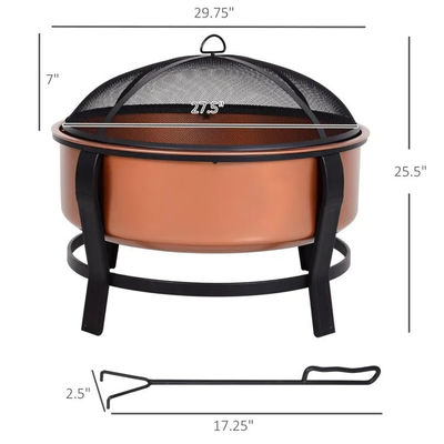 Logotipo personalizado Modern Outdoor Portable Copper-Colored Round Metal Wood Burning Firepit