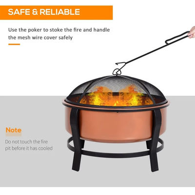 Logotipo personalizado Modern Outdoor Portable Copper-Colored Round Metal Wood Burning Firepit
